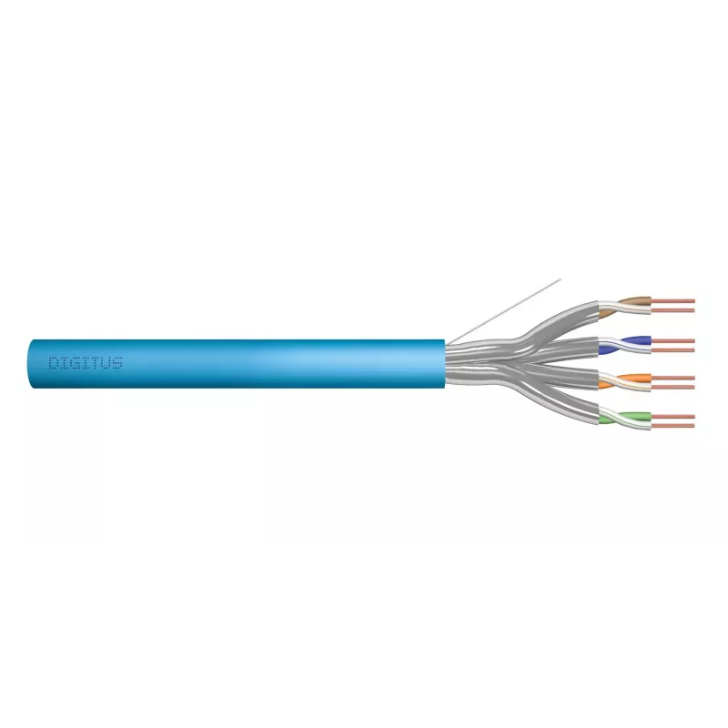 DIGITUS Cat6A inštalačný kábel U/FTP Dca AWG 23/1 LSOH 500m modrý rolka