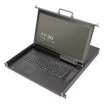 DIGITUS modulárna konzola 17 palcov HD LCD, 8-port CAT5 KVM, nemecká klávesnica