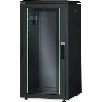 DIGITUS Unique 26U sieťový rozvádzač 1342x600x1000mm čierny (voľne stojaci, sklenené dvere)