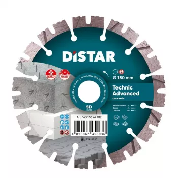 DISTAR TECHNIC ADVANCED Diamantový rezací kotúč 150 mm x 22,23 mm segmentovaný, laserovo zváraný, na betón a kameň