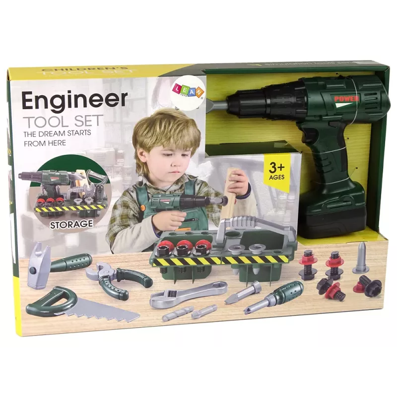 DIY Kit organizér batériou poháňaný skrutkovač zelený 13473 Lean Toys