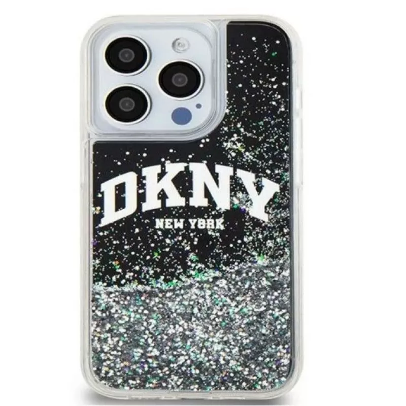 DKNY Apple iPhone 15 Pro 6,1 palca hardcase Liquid Glitter Big Logo čierna