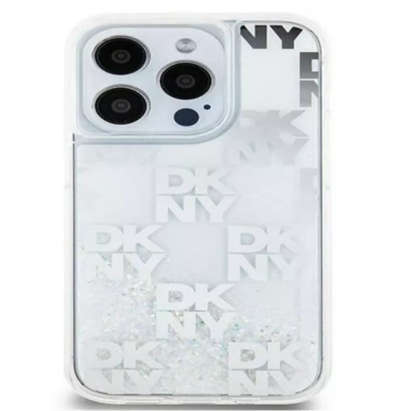 DKNY Apple iPhone 15 Pro Max 6,7 palca hardcase Liquid Glitter Multilogo biela