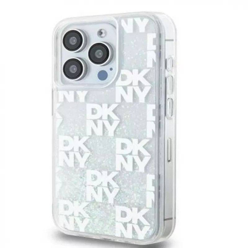 DKNY Apple iPhone 15 Pro Max 6,7 palca hardcase Liquid Glitter Multilogo biela
