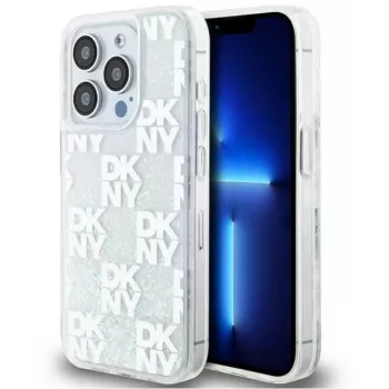 DKNY Apple iPhone 15 Pro Max 6,7 palca hardcase Liquid Glitter Multilogo biela