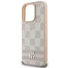DKNY Károvaný vzor & potlačené pruhy puzdro pre iPhone 16 Pro - ružová