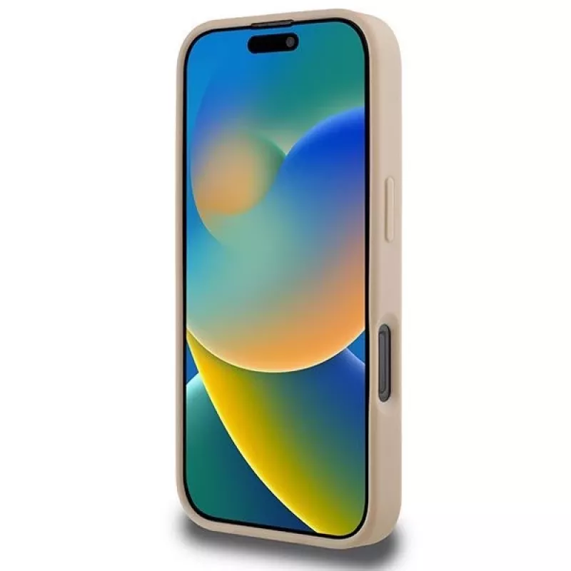 DKNY Károvaný vzor & potlačené pruhy puzdro pre iPhone 16 Pro - ružová