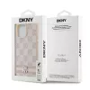 DKNY kožené puzdro s károvaným Mono vzorom a potlačenými pruhmi pre iPhone 14 Pro Max - ružová