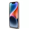 DKNY kožené puzdro s károvaným Mono vzorom a potlačenými pruhmi pre iPhone 14 Pro Max - ružová