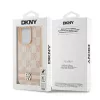 DKNY kožené puzdro s károvaným Mono vzorom a potlačenými pruhmi pre iPhone 15 Pro Max - ružová
