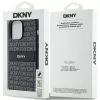 DKNY Kožené Mono Stripe & kovové logo puzdro pre Apple iPhone 14 Pro - čierna