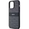 DKNY Kožené Mono Stripe & kovové logo puzdro pre Apple iPhone 14 Pro - čierna