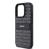 DKNY kožené puzdro Mono Stripe & kovové logo pre iPhone 15 Pro - čierna
