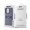 DKNY Kožené Mono Stripe & kovové logo puzdro pre iPhone 15 Pro - modrá