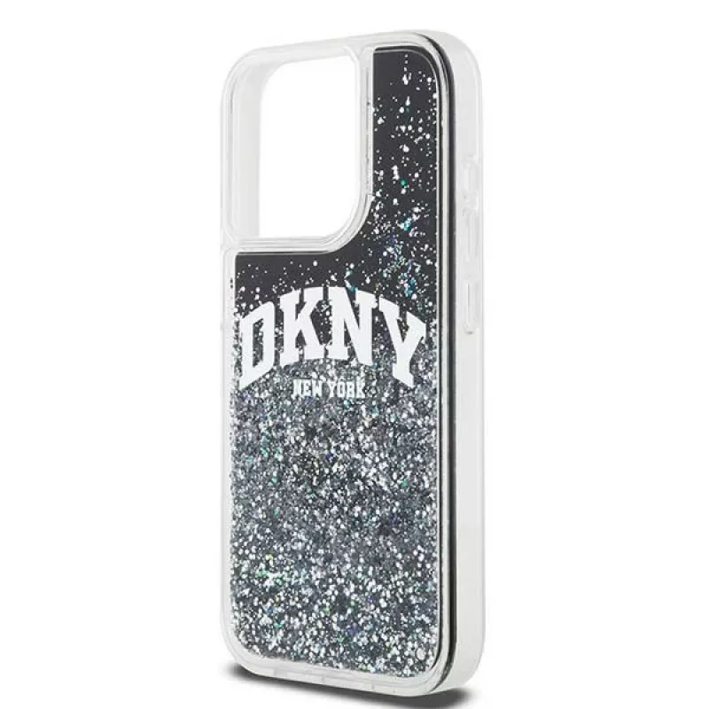 DKNY Liquid Glitter Big Logo iPhone 14 Pro puzdro - čierna