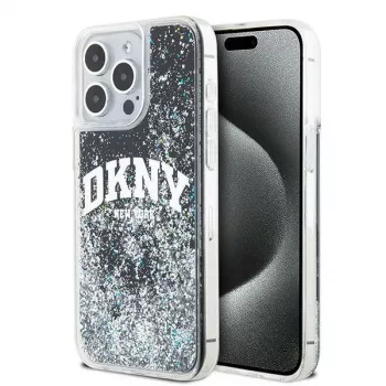 DKNY Liquid Glitter Big Logo iPhone 14 Pro Max puzdro - čierna