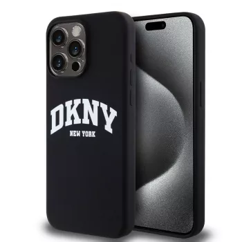DKNY Liquid Silicone Arch Logo MagSafe puzdro pre iPhone 14 Pro Max - čierne