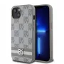 DKNY PU kožené puzdro s károvým vzorom a pruhmi pre iPhone 13 béžová