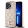 DKNY PU kožené puzdro s károvaným a pruhovaným vzorom pre iPhone 13 Pro ružová