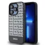 DKNY PU kožené puzdro s Repeat vzorom a spodným pruhom pre iPhone 14 Pro Max - čierna