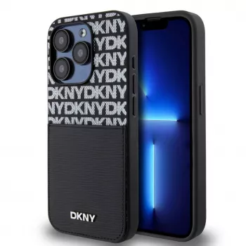 DKNY PU kožené puzdro s priehradkou na karty pre iPhone 14 Pro čierne