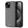 DKNY PU kožené puzdro so strieborným kovovým logom MagSafe pre iPhone 13 - sivá