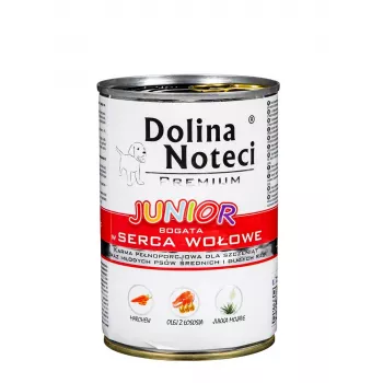 DOLINA NOTECI Premium Junior Rich in Beef Hearts - mokré krmivo pre psov - 400 g