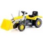 DOLU pedálový traktor s čelným nakladačom a prívesom, žltý (8051)