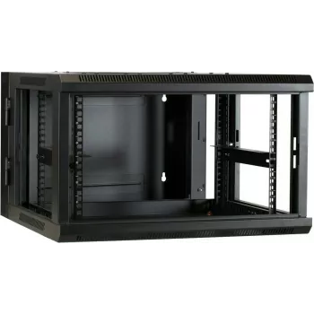 DSIT DS6606-DOUBLE 6U nástenný serverový rozvádzač s reverzibilnými sklenenými dverami, 600x600x368 mm, čierny