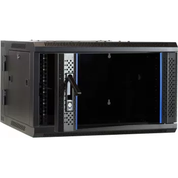 DSIT DS6606-DOUBLE 6U nástenný serverový rozvádzač s reverzibilnými sklenenými dverami, 600x600x368 mm, čierny