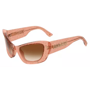 DSQUARED2 dámske slnečné okuliare D2-0118-S-733 čierny štvorcový acetátový rám sivé gradientové sklá 57mm