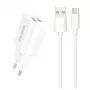 Dudao EU napájací zdroj 2x USB 5V / 2,4A + USB Type-C kábel biely (A2EU + Type-C biely) biely