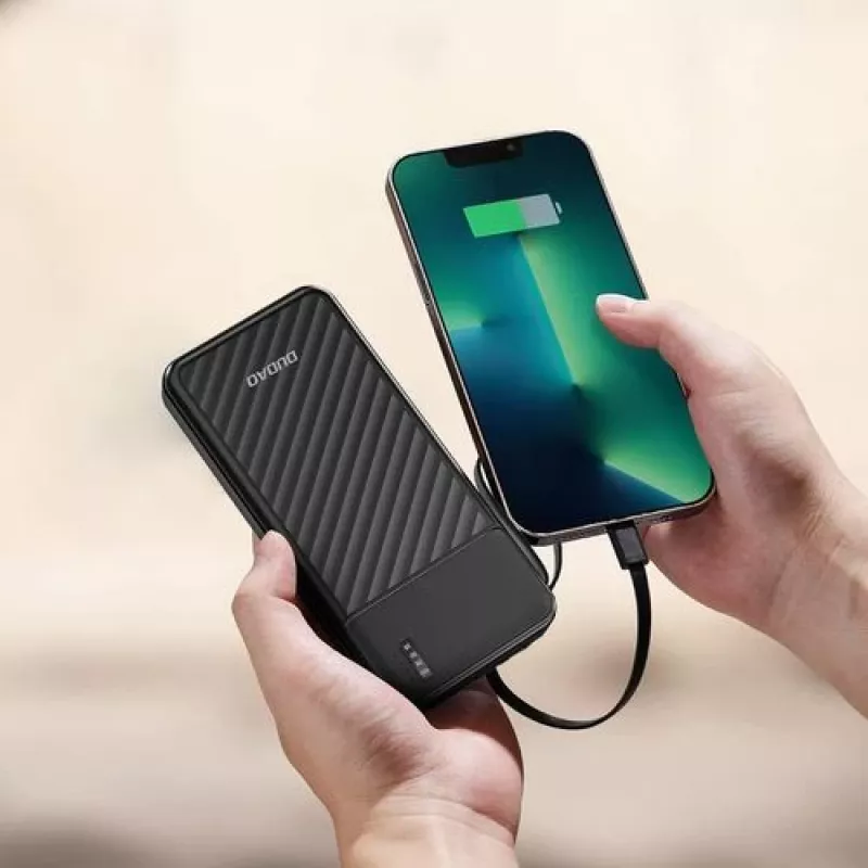 Dudao K11 10000mAh powerbanka s integrovanými káblami čierna