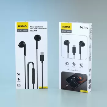 DUDAO X3C drôtové in-ear USB-C slúchadlá 1,2 m - čierne