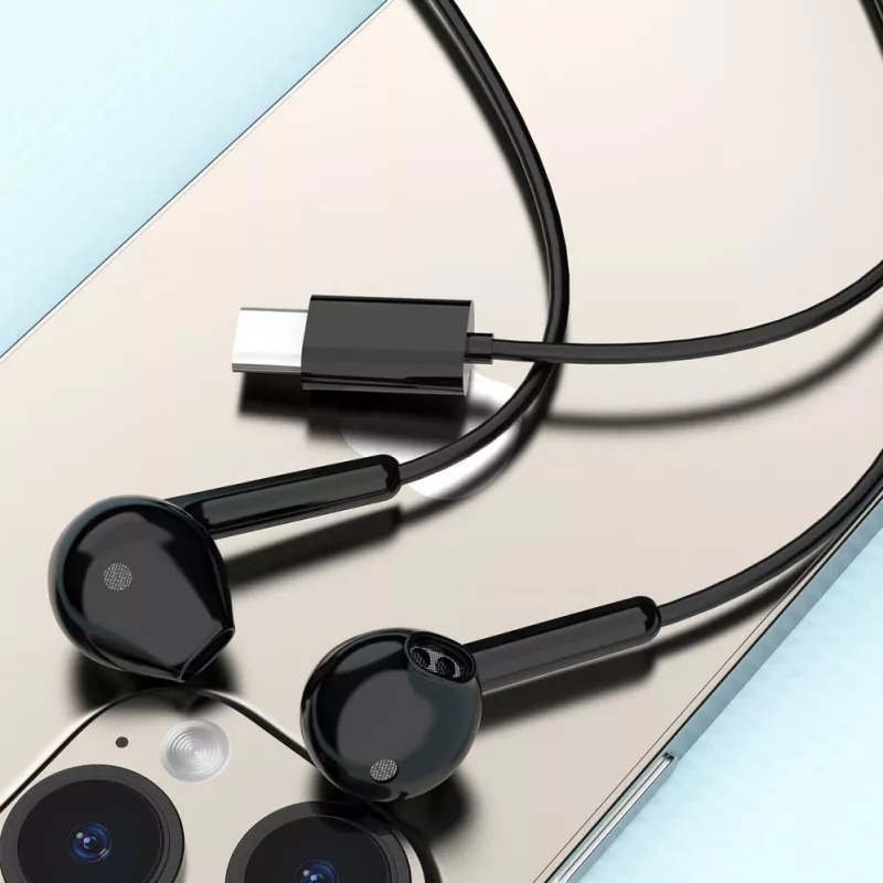 DUDAO X3C drôtové in-ear USB-C slúchadlá 1,2 m - čierne