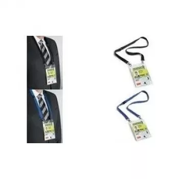 DURABLE 20 DUO A6 držiak menovky s textilnou šnúrou, priehľadný, balenie 10 ks 852507