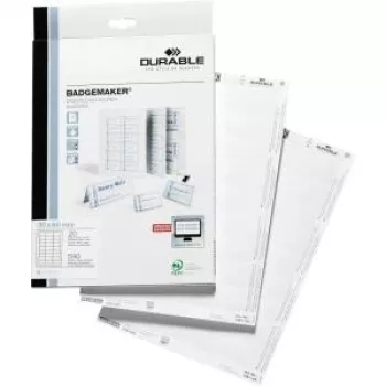 DURABLE BADGEMAKER® vkladacie etikety 60 x 30 mm, biele, 200 etikiet (A4, 20 listov) 145102