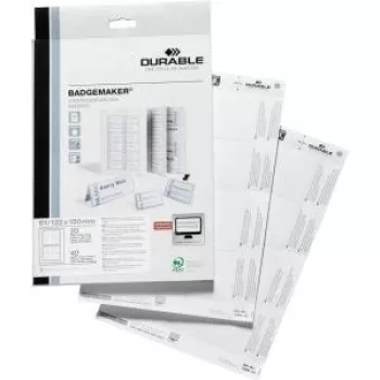 DURABLE BADGEMAKER® vkladacie etikety 61 x 150 mm, biele, 20 ks balenie 145902