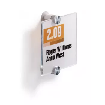 DURABLE CRYSTAL SIGN dverová tabuľka 105x105 mm, bezrámové akrylátové sklo, skrutková montáž, transparentná, 1 sada 482019