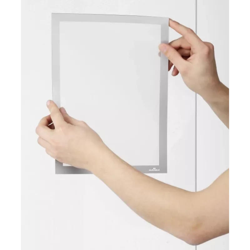 DURABLE DURAFRAME SUN A4 strieborný samolepiaci UV odolný informačný rám, balenie 2 ks 484123