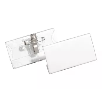 DURABLE Držiak na menovky 40x75 mm s kombinovanou sponou, akryl, transparentný, 25/VE (812119)