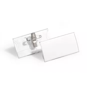DURABLE Držiak na menovky 40x75 mm s kombinovanou sponou, akryl, transparentný, 25/VE (812119)