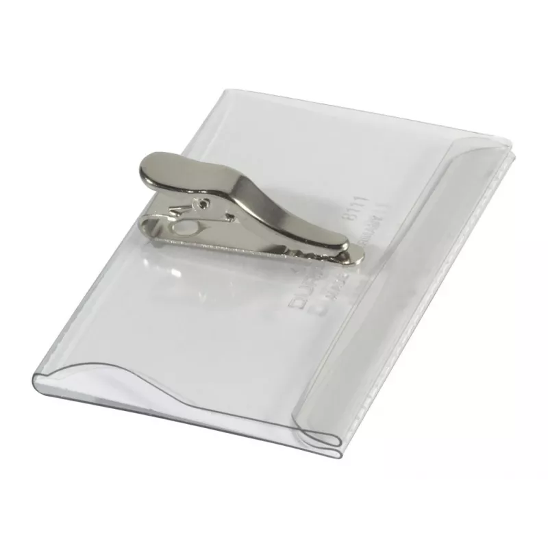 DURABLE držiak na menovky 54x90 mm s krokodílou sponou, balenie 25 ks, transparentný 811119