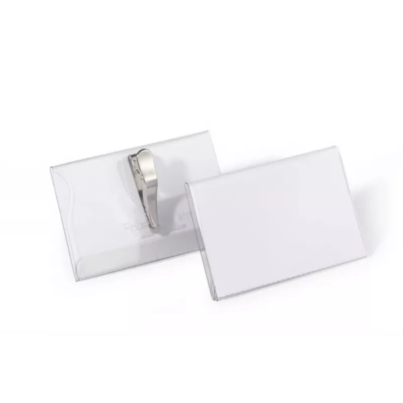 DURABLE držiak na menovky 54x90 mm s krokodílou sponou, balenie 25 ks, transparentný 811119
