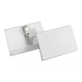 DURABLE držiak na menovky 54x90 mm s krokodílou sponou, balenie 25 ks, transparentný 811119