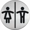 DURABLE PICTO WC Unisex-WC-Schild, okrúhle, strieborné, samolepiace, 83 mm, 1 ks 492023