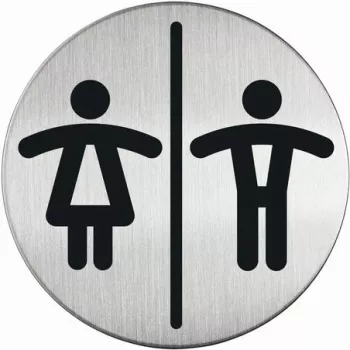 DURABLE PICTO WC Unisex-WC-Schild, okrúhle, strieborné, samolepiace, 83 mm, 1 ks 492023