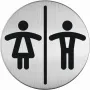 DURABLE PICTO WC Unisex-WC-Schild, okrúhle, strieborné, samolepiace, 83 mm, 1 ks 492023