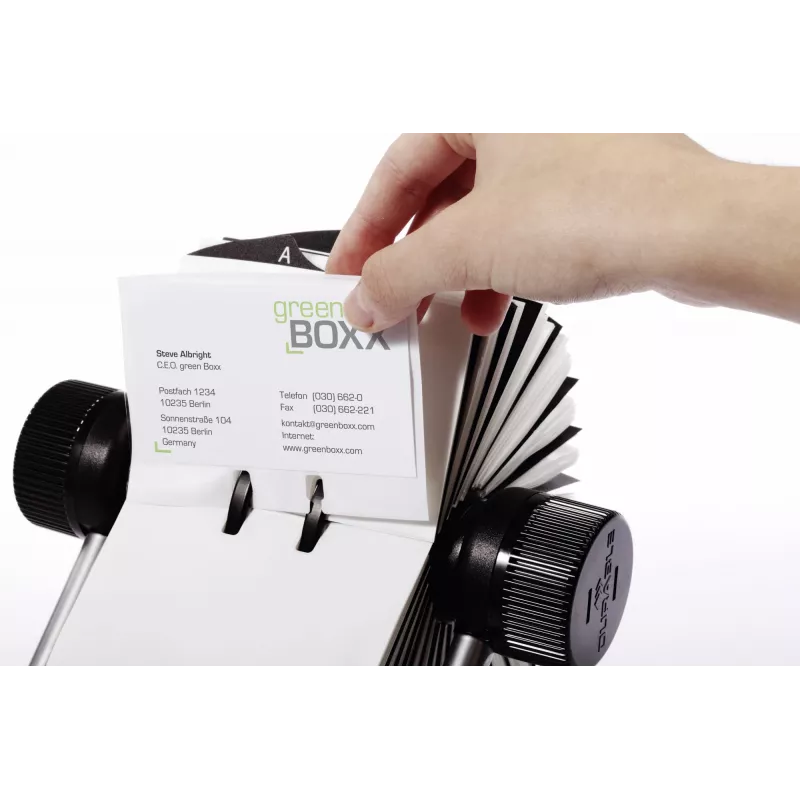 DURABLE VISIFIX® otočná kartotéková krabica, kapacita 500 kariet, A-Z register, čierna 248123
