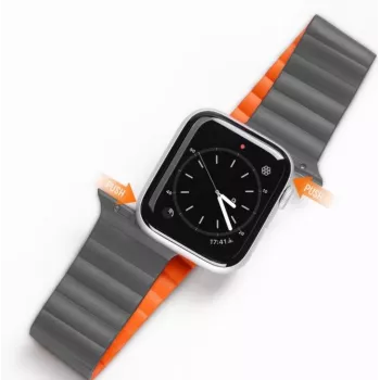 Dux Ducis Apple magnetický remienok na hodinky 7/6/5/4/3/2 / SE (41/40/38 mm) magnetický sivá oranžová